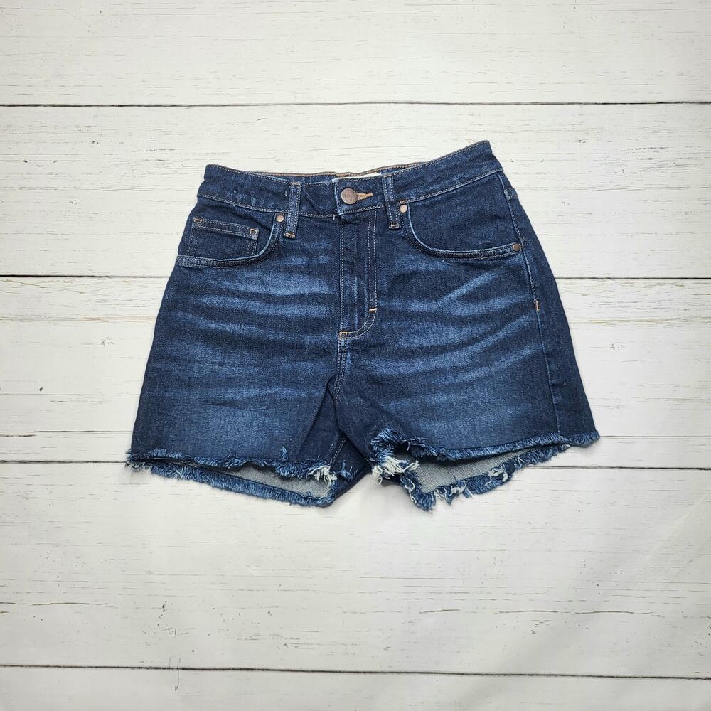 Wrangler Western Denim Jean Cutoff Shorts Dark Wash Frayed Rawn Hem XS 2 26